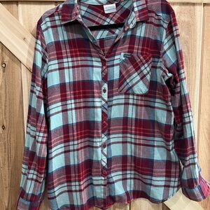 Columbia Red and Blue Plaid Button Down Shirt